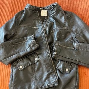 Free People vegan black leather coat